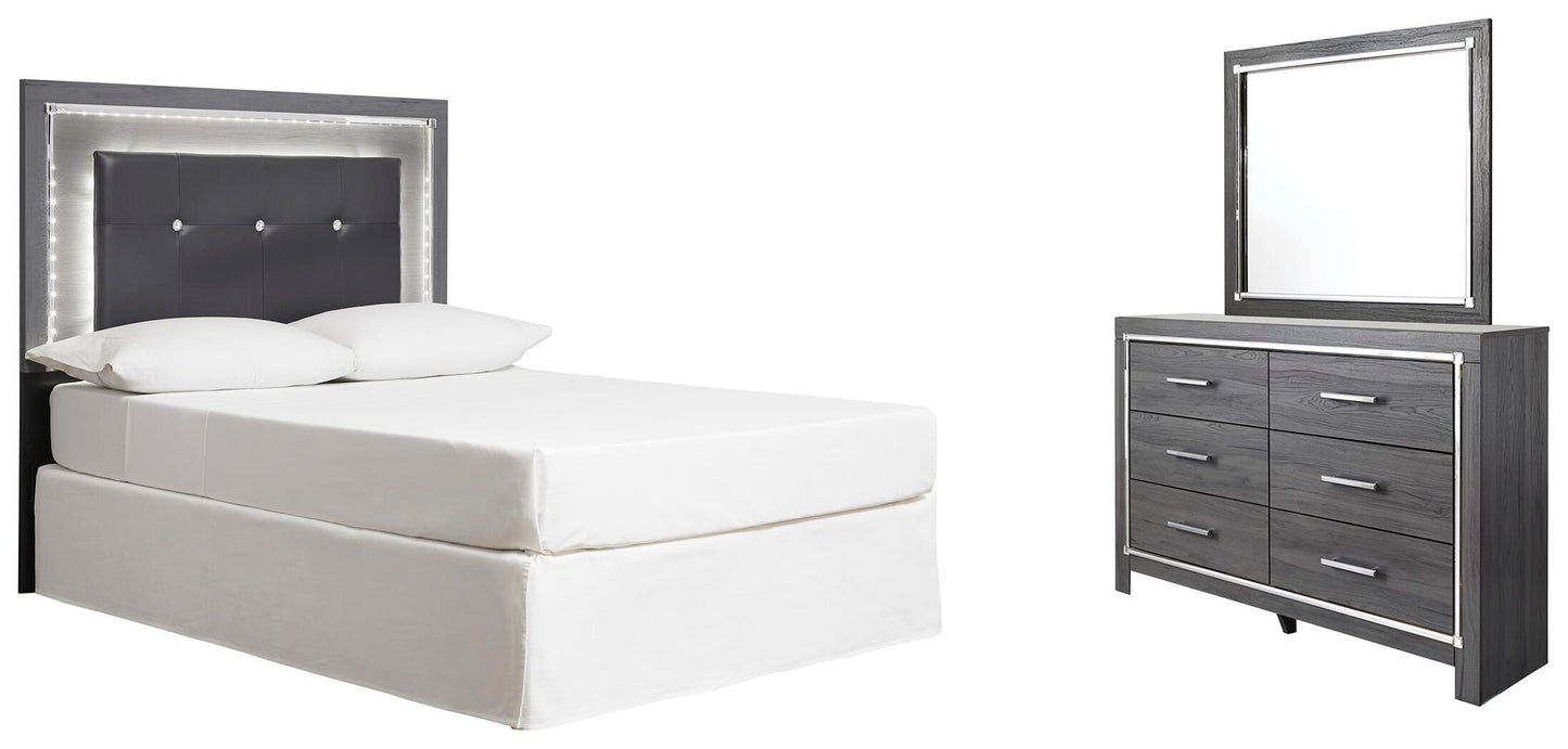Lodanna  Upholstered Panel Headboard Bed With Mirrored Dresser