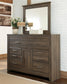 Juararo /California King Panel Headboard Bed With Mirrored Dresser