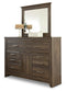 Juararo /California King Panel Headboard Bed With Mirrored Dresser