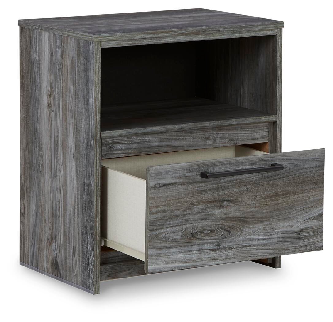 Baystorm  Panel Bed With 2 Storage Drawers With Mirrored Dresser, And Nightstand