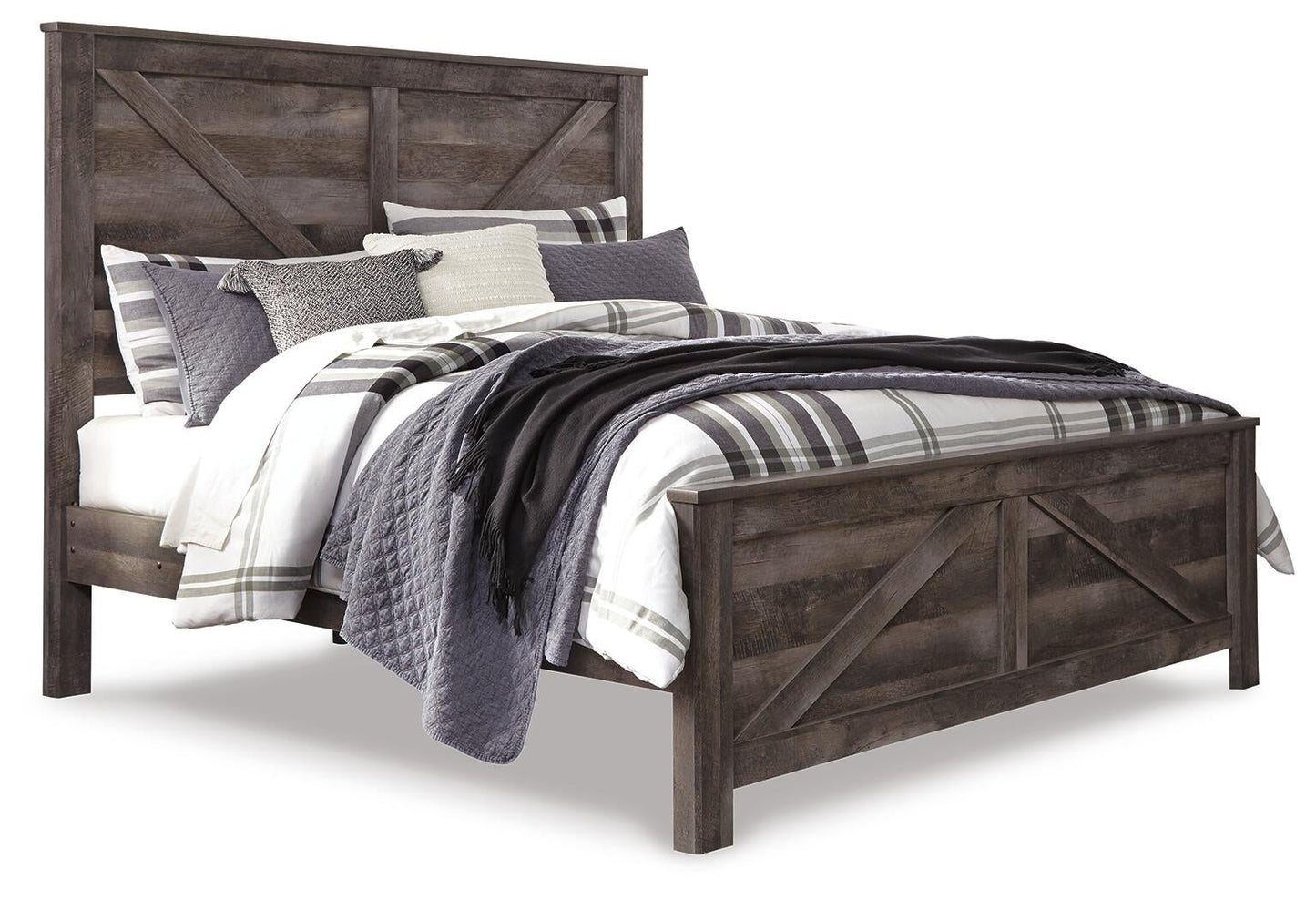Wynnlow  Crossbuck Panel Bed With Mirrored Dresser, Chest And Nightstand