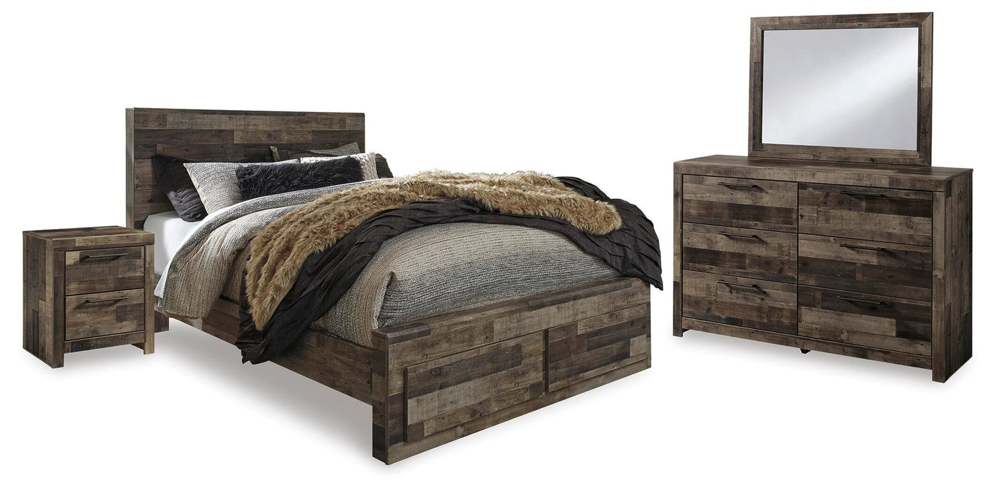 Derekson  Panel Bed With 2 Storage Drawers With Mirrored Dresser And Nightstand