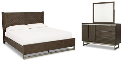 Arkenton  Panel Bed With Mirrored Dresser