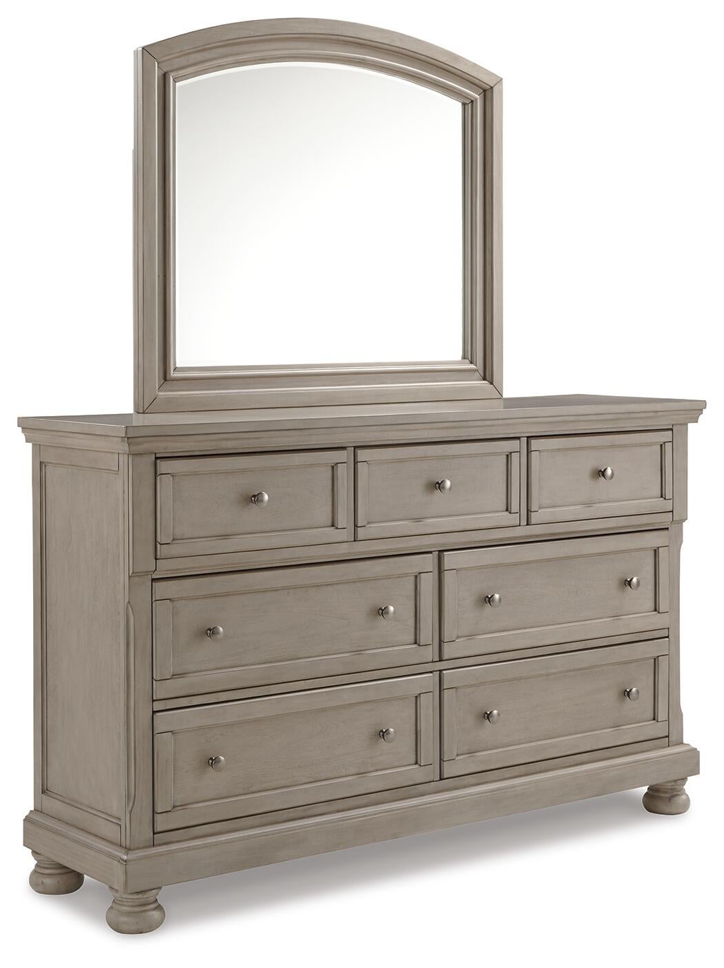 Lettner California  Panel Bed With Mirrored Dresser