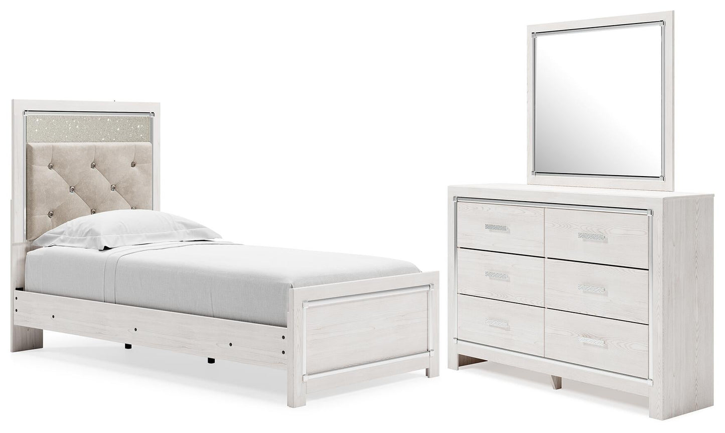 Altyra  Panel Bed With Mirrored Dresser