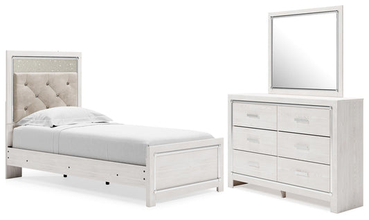 Altyra  Panel Bed With Mirrored Dresser