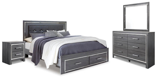Lodanna  Panel Bed With 2 Storage Drawers, Dresser, Mirror And Nightstand