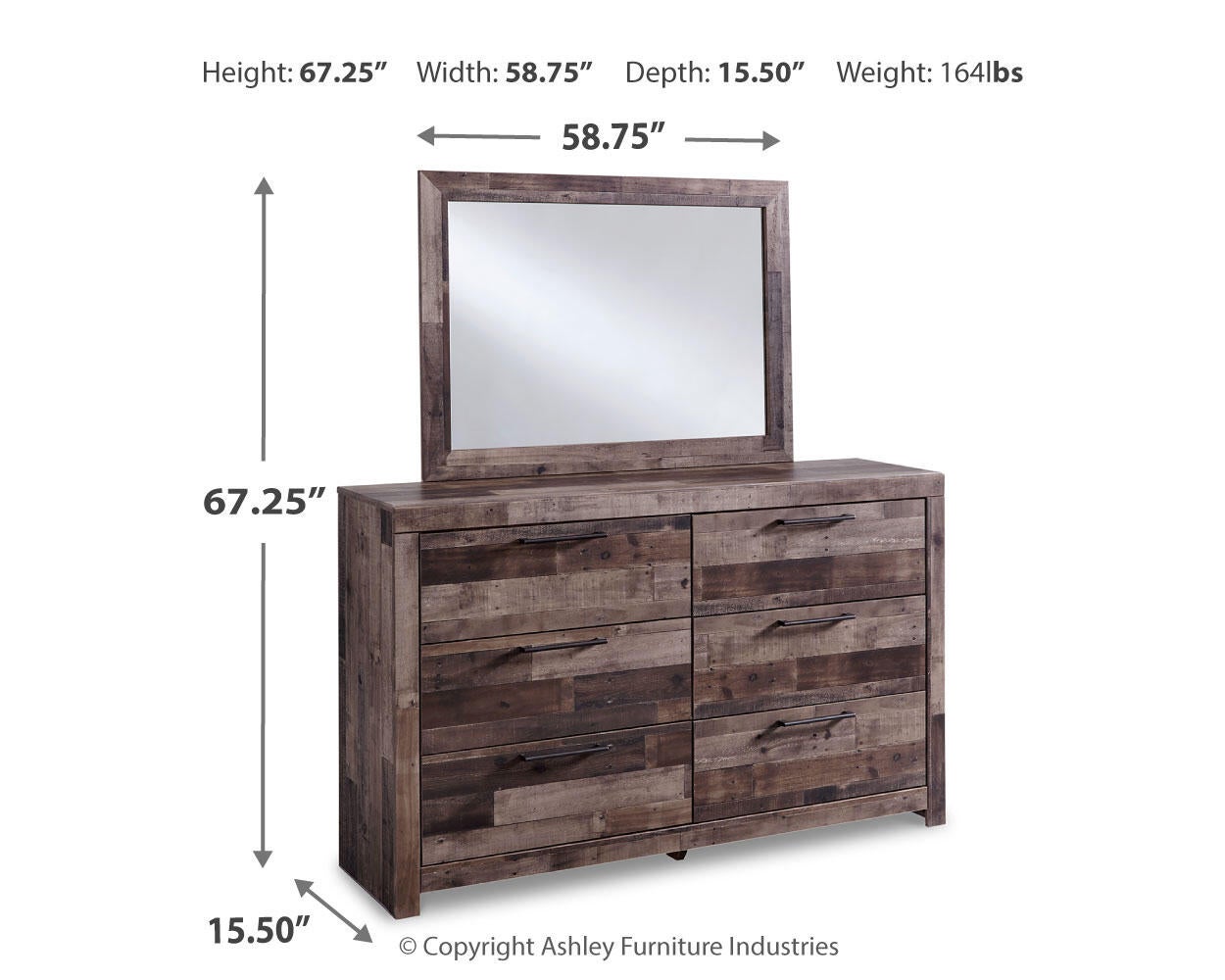 Derekson  Panel Bed With Mirrored Dresser And Nightstand