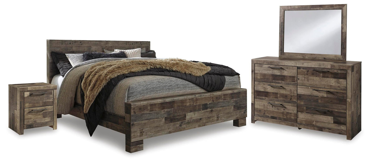 Derekson  Panel Bed With Mirrored Dresser And Nightstand
