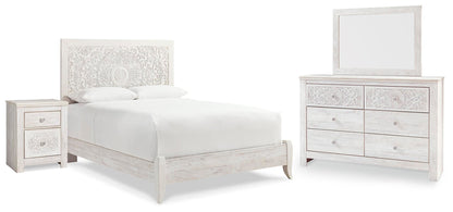 Paxberry  Panel Bed With Mirrored Dresser And Nightstand
