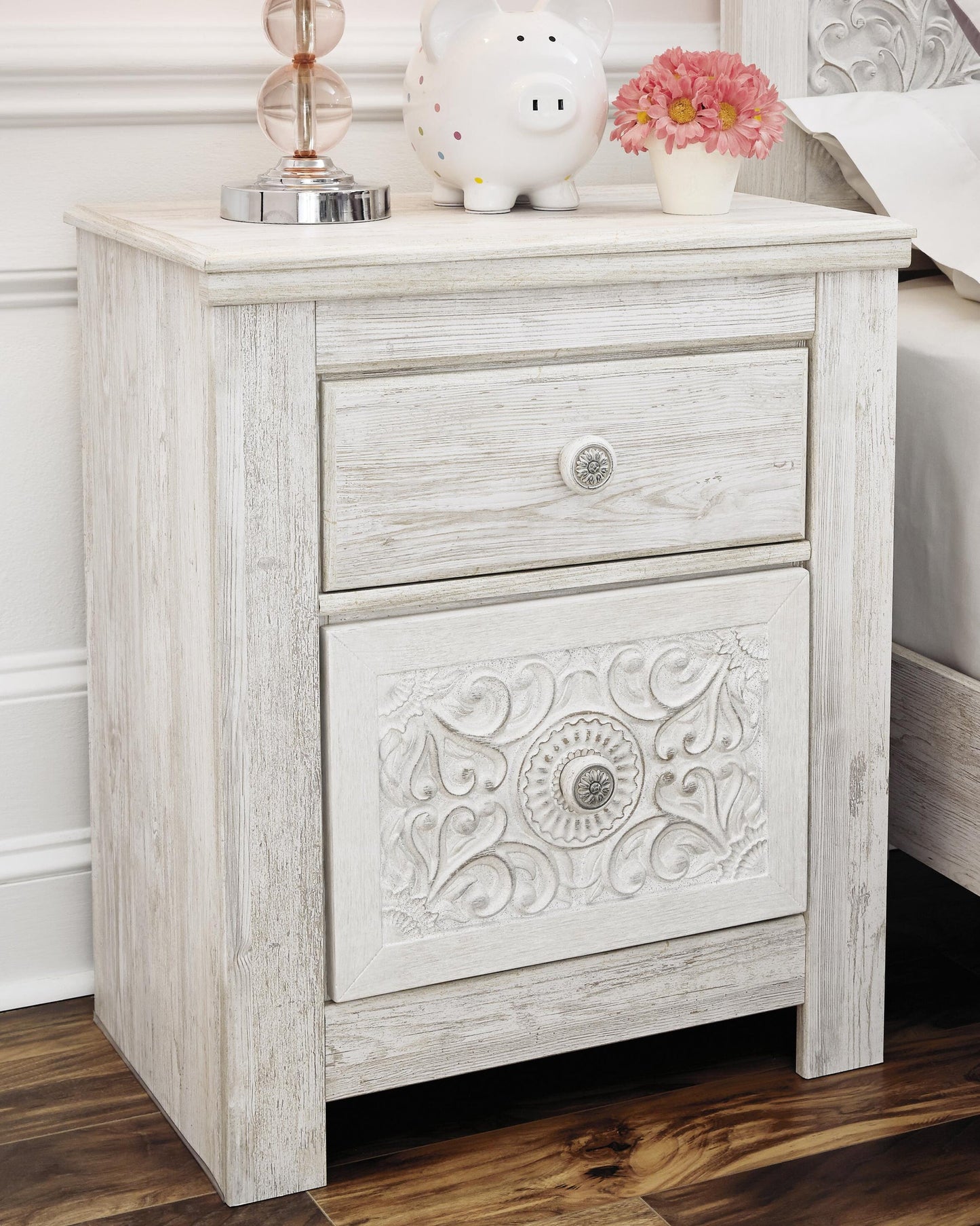 Paxberry  Panel Bed With Mirrored Dresser And Nightstand