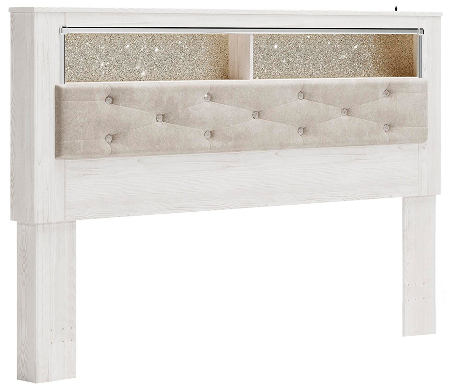 Altyra  Bookcase Headboard Bed With Mirrored Dresser