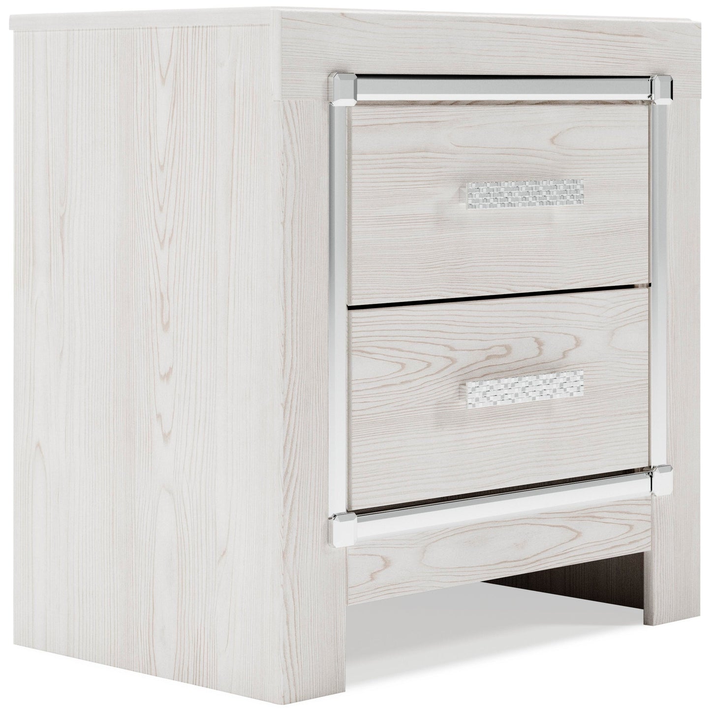 Altyra  Bookcase Headboard Bed With Mirrored Dresser, Chest And Nightstand