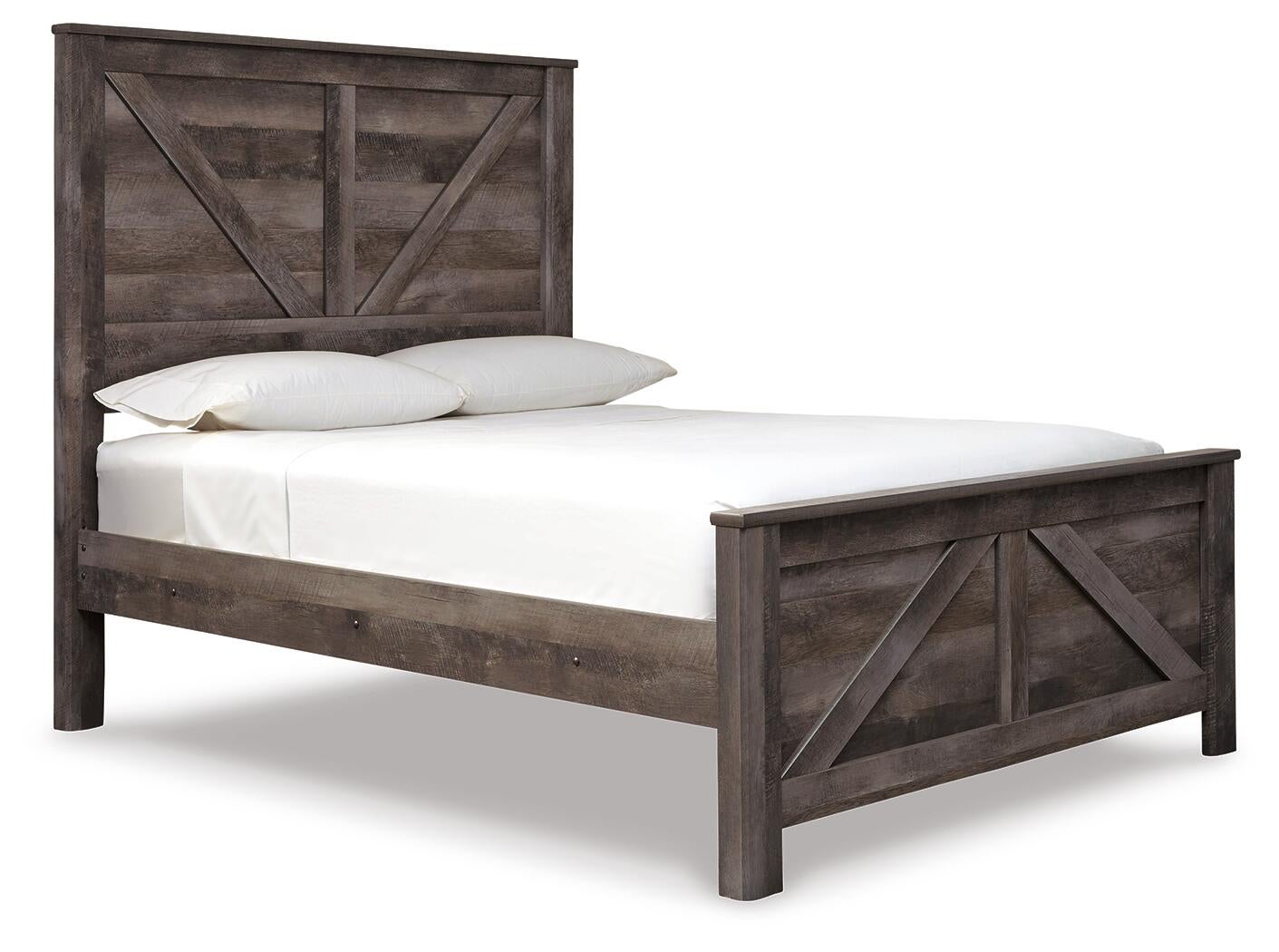 Wynnlow  Crossbuck Panel Bed With Mirrored Dresser, Chest And Nightstand