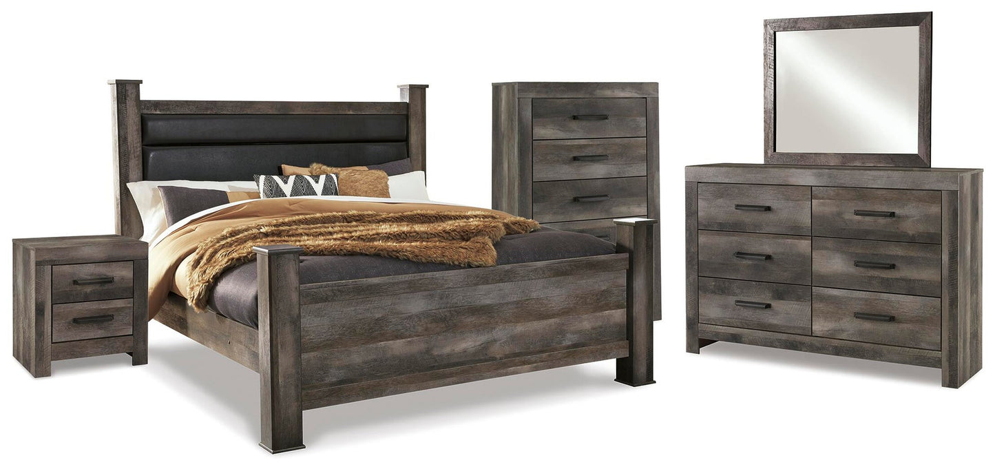 Wynnlow  Poster Bed With Mirrored Dresser, Chest And Nightstand