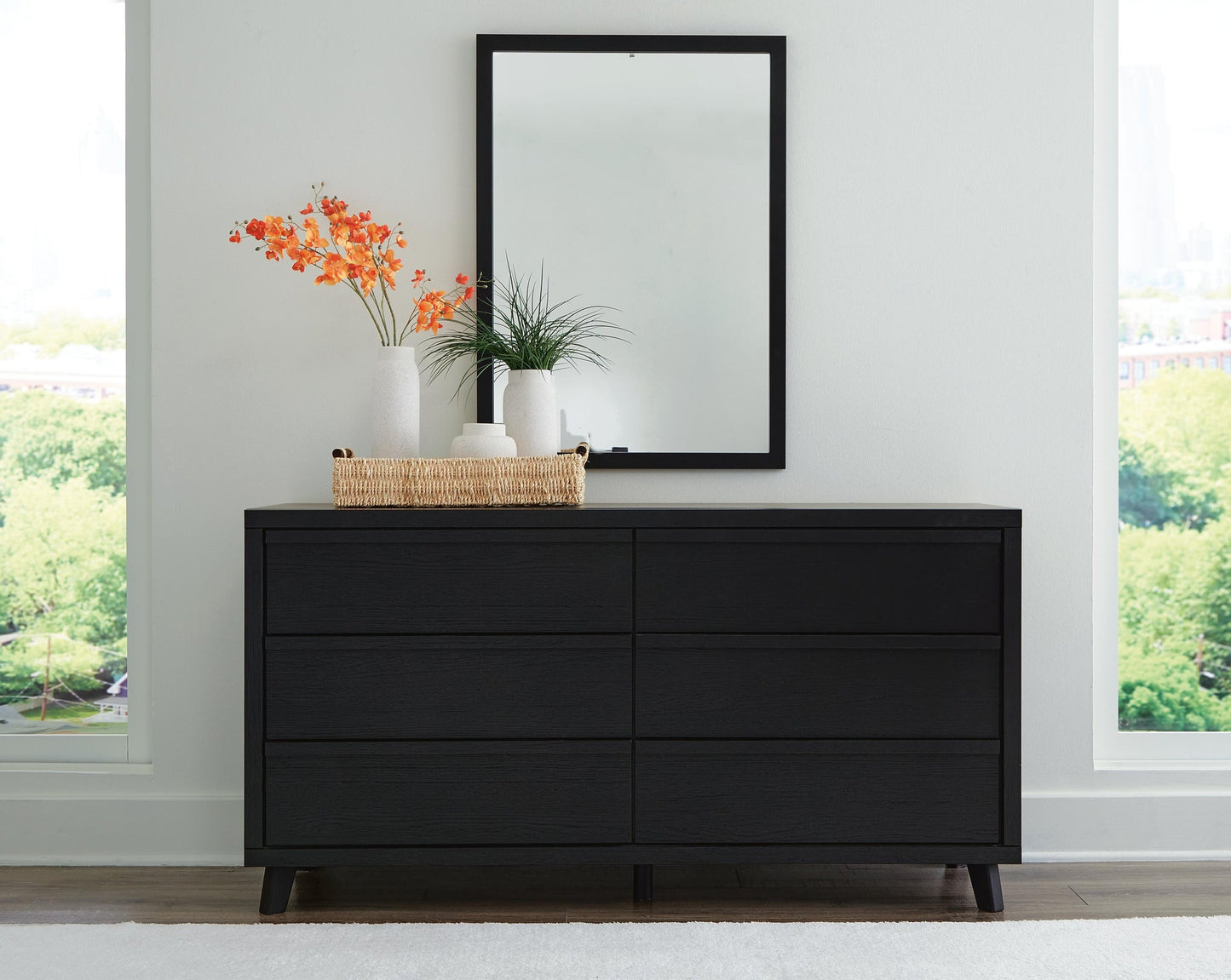 Danziar  Panel Bed With Mirrored Dresser