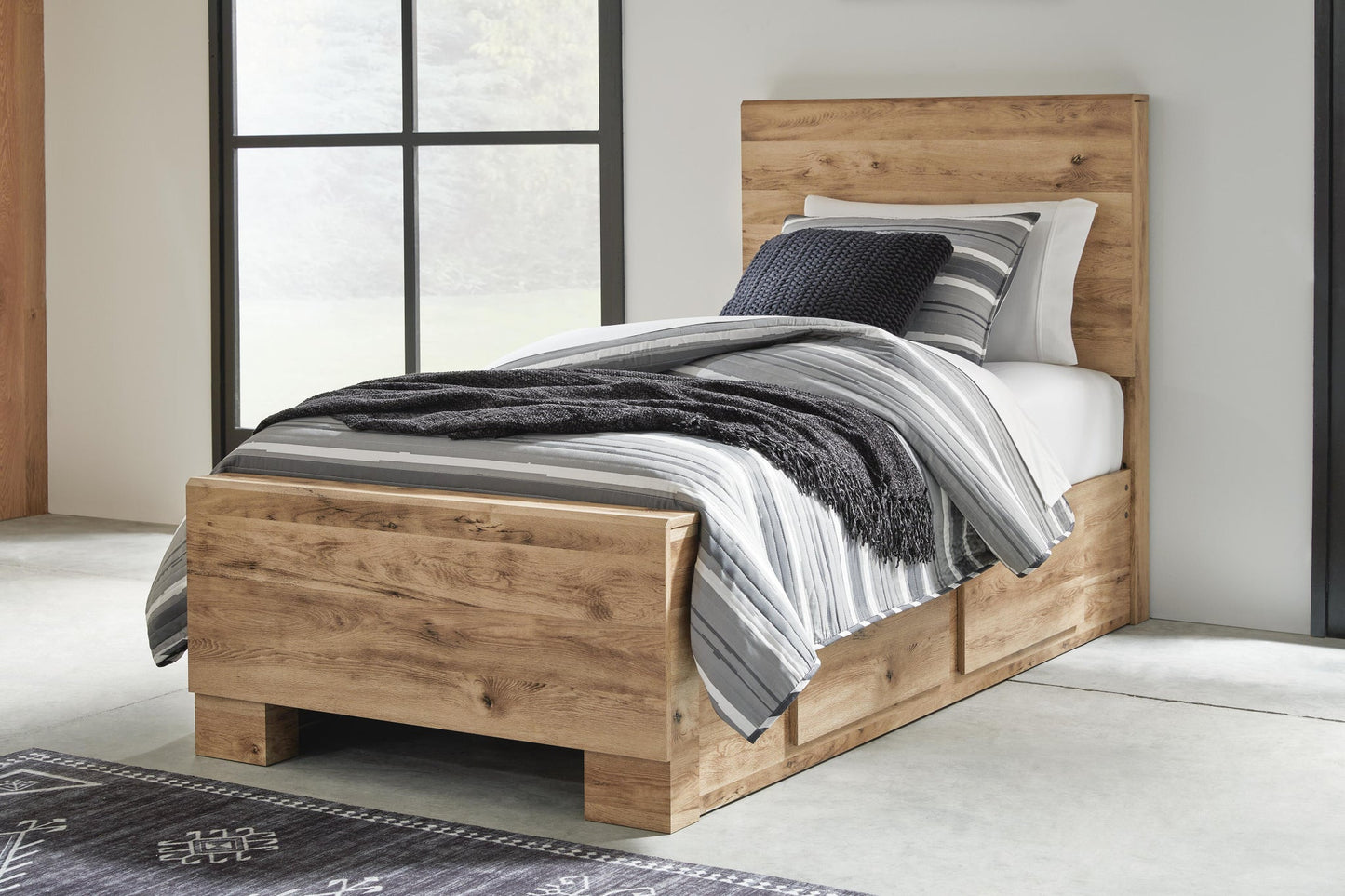 Hyanna  Panel Bed With 2 Side Storage, Dresser, Mirror And Nightstand