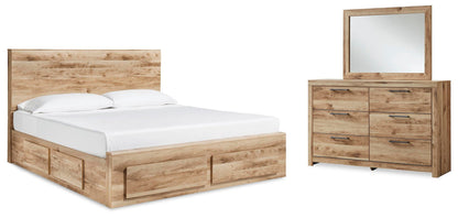 Hyanna  Panel Storage Bed With 1 Under Bed Storage Drawer, Dresser And Mirror