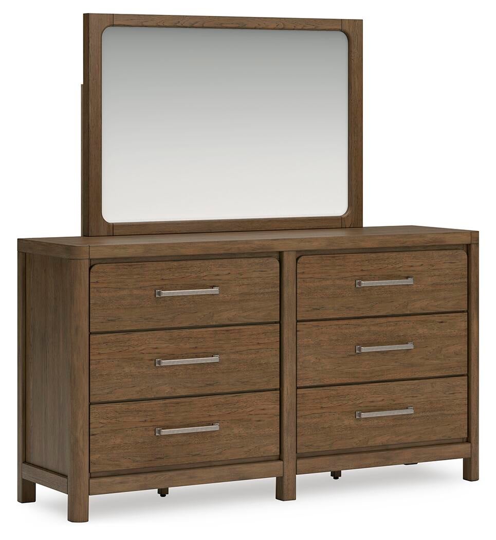 Cabalynn  Panel Bed With Storage With Mirrored Dresser