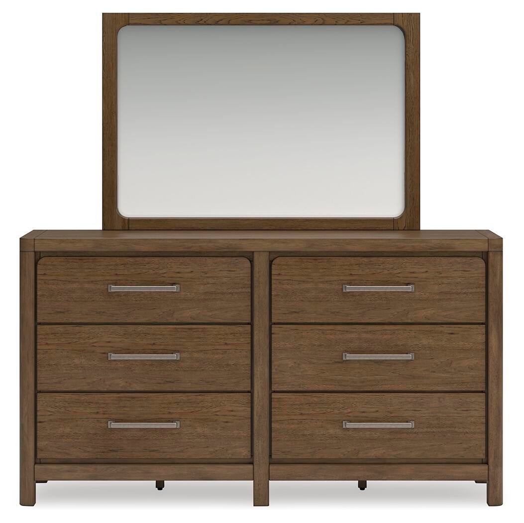 Cabalynn  Panel Bed With Storage With Mirrored Dresser
