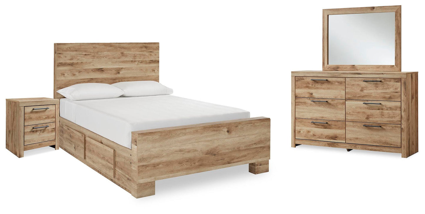 Hyanna  Panel Bed With 2 Side Storage, Dresser, Mirror And Nightstand