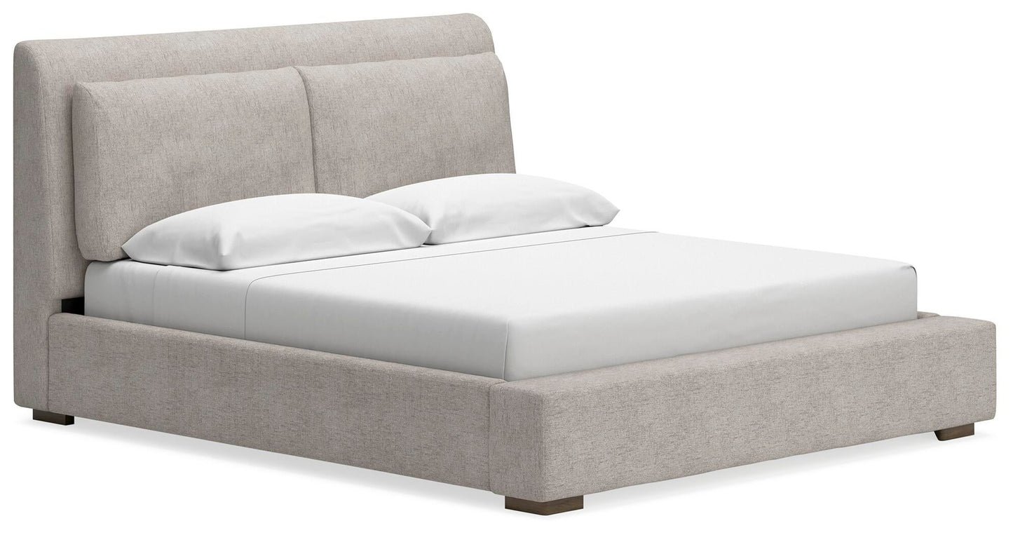 Cabalynn  Upholstered Bed With Mirrored Dresser And Nightstand
