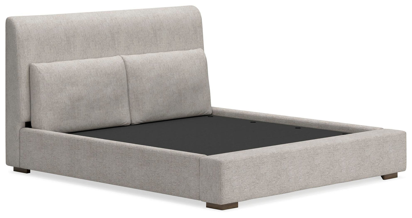 Cabalynn  Upholstered Bed With Mirrored Dresser And Nightstand
