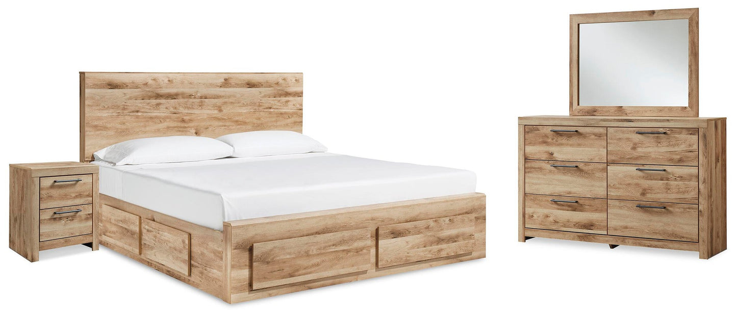 Hyanna  Panel Storage Bed With 2 Under Bed Storage Drawer, Dresser, Mirror And Nightstand