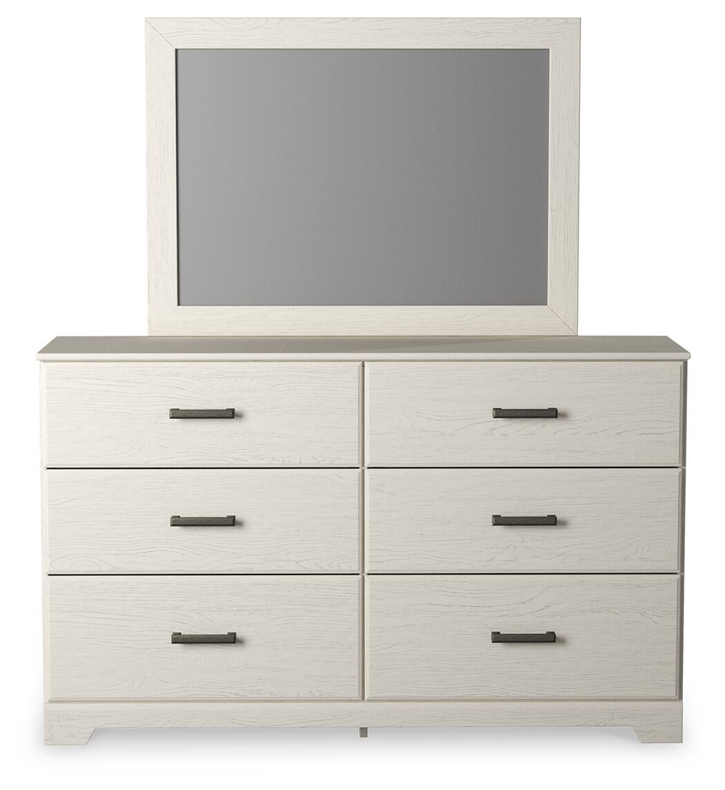 Stelsie  Panel Bed With Mirrored Dresser