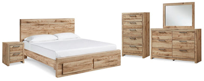 Hyanna  Panel Storage Bed, Dresser, Mirror, Chest And Nightstand