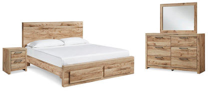 Hyanna  Panel Storage Bed, Dresser, Mirror And Nightstand