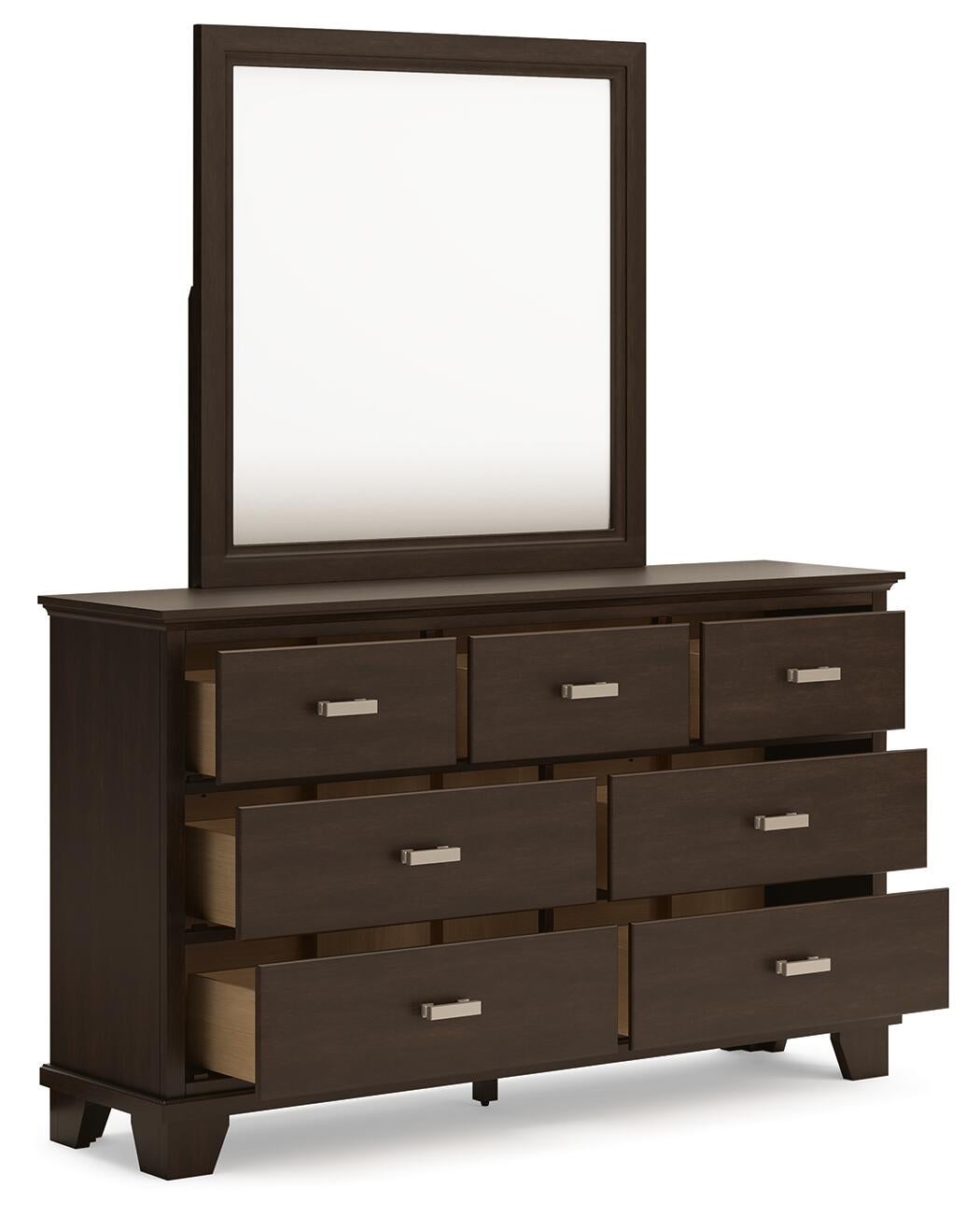Covetown  Panel Bed With Mirrored Dresser And Nightstand