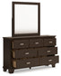 Covetown  Panel Bed With Mirrored Dresser And Nightstand