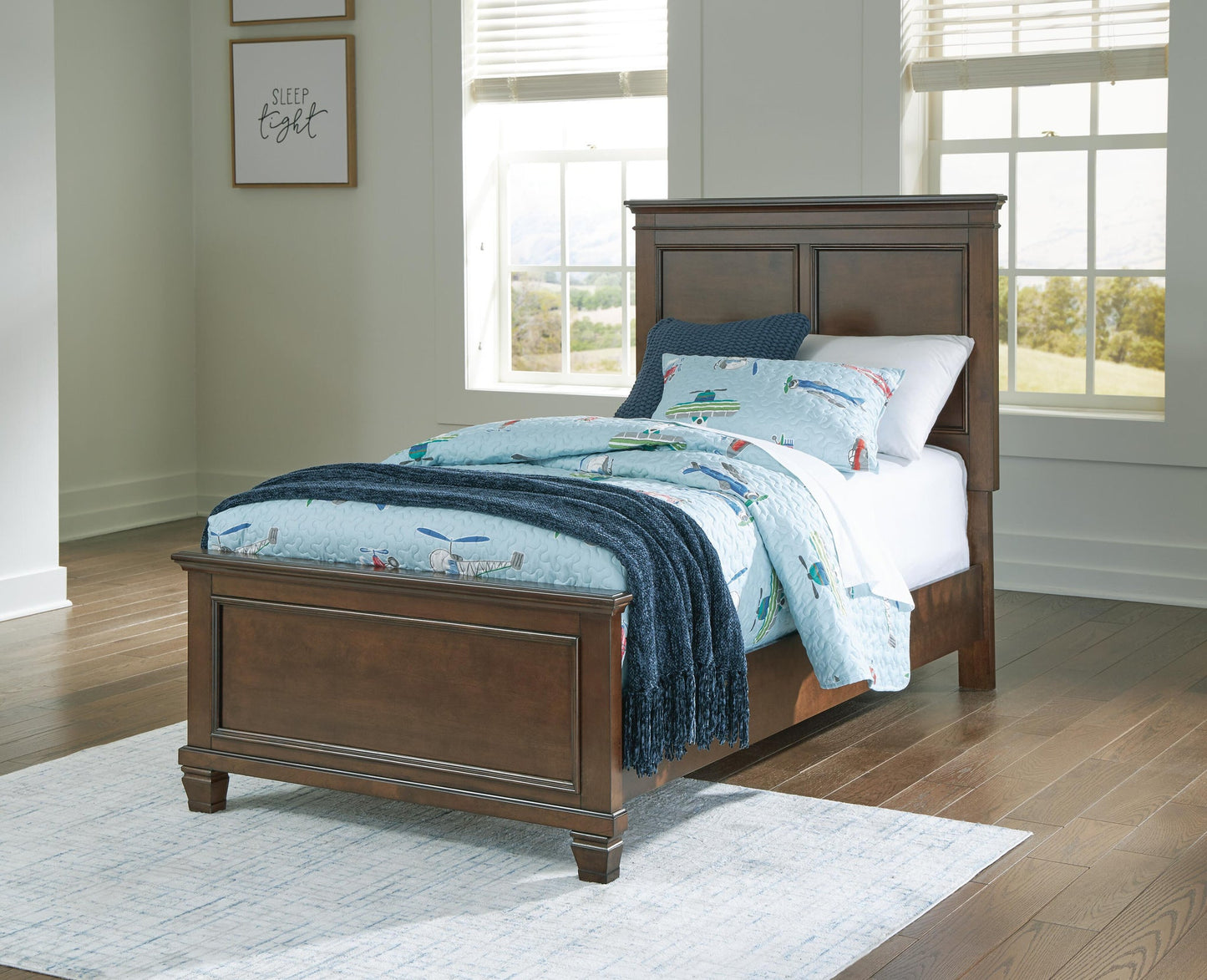 Danabrin  Panel Bed With Mirrored Dresser