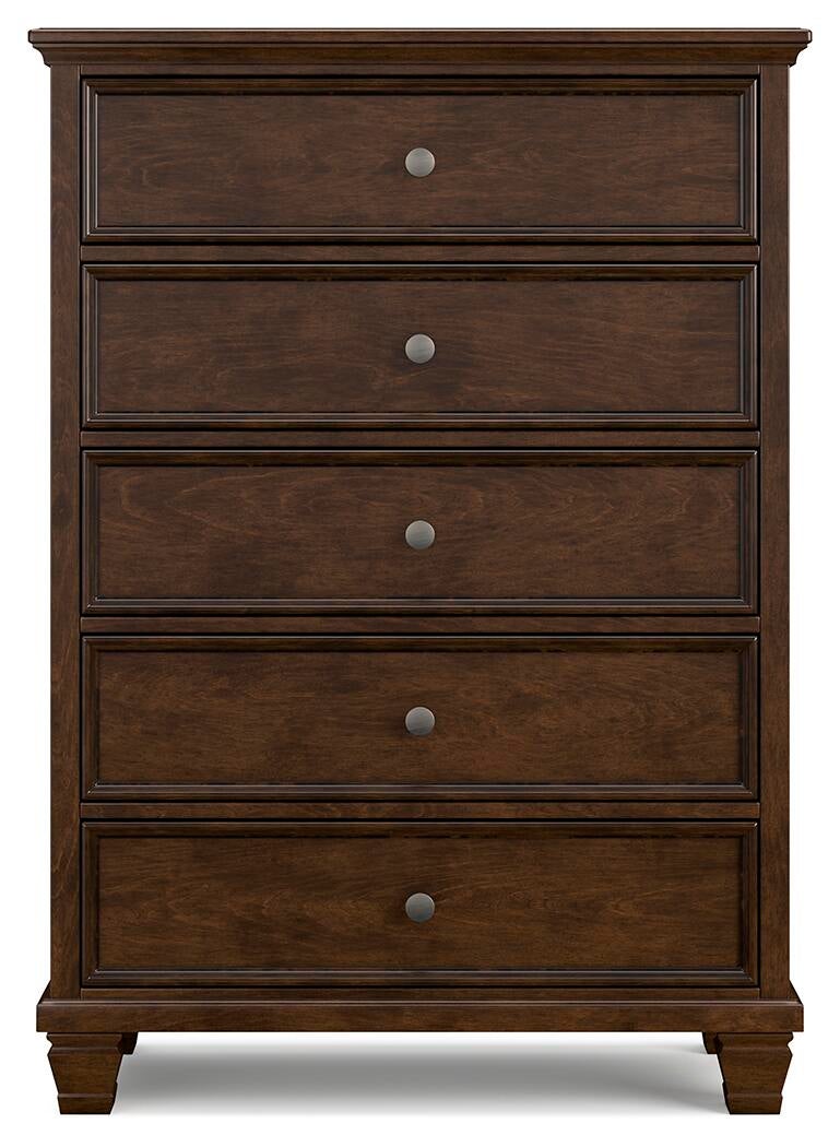 Danabrin California  Panel Bed With Mirrored Dresser, Chest And Nightstand