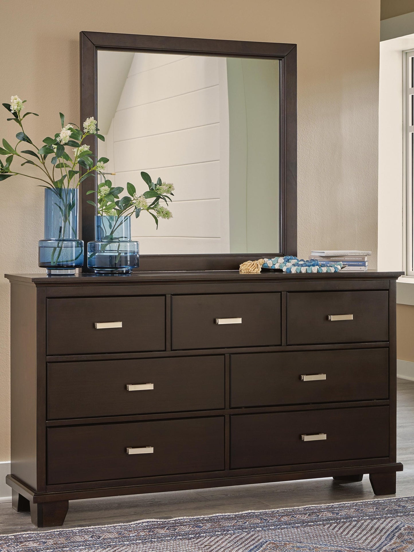 Covetown  Panel Bed, Dresser, Mirror, Chest And Nightstand