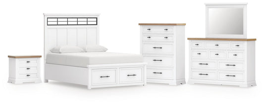 Ashbryn  Panel Storage Bed, Dresser, Mirror, Chest And Nightstand