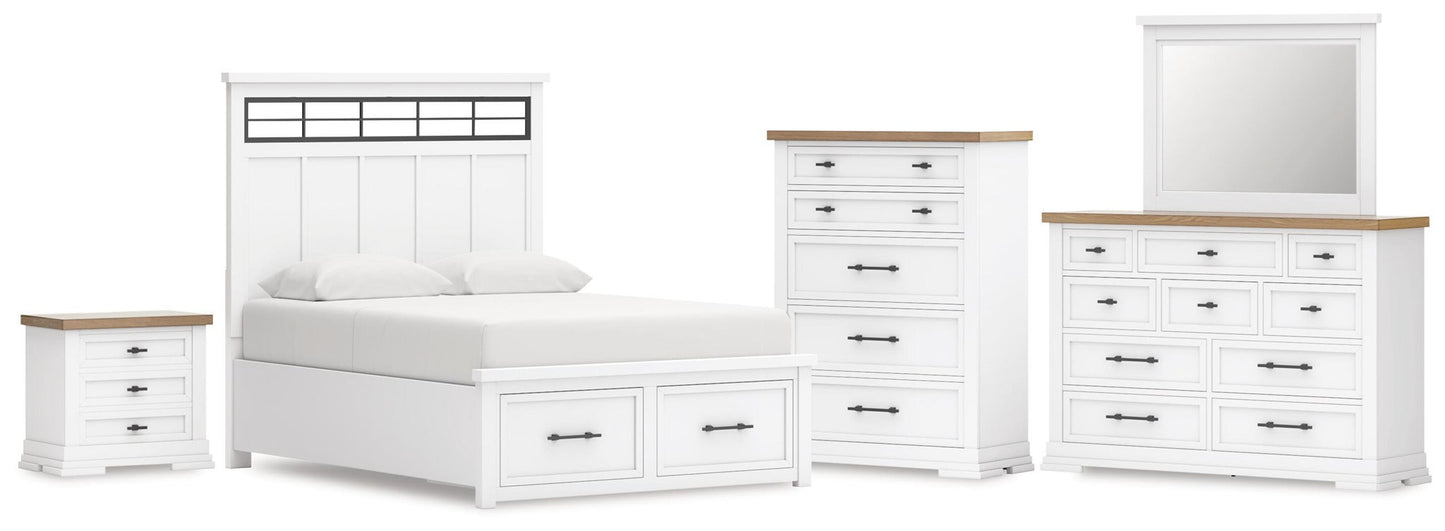 Ashbryn  Panel Storage Bed, Dresser, Mirror, Chest And Nightstand
