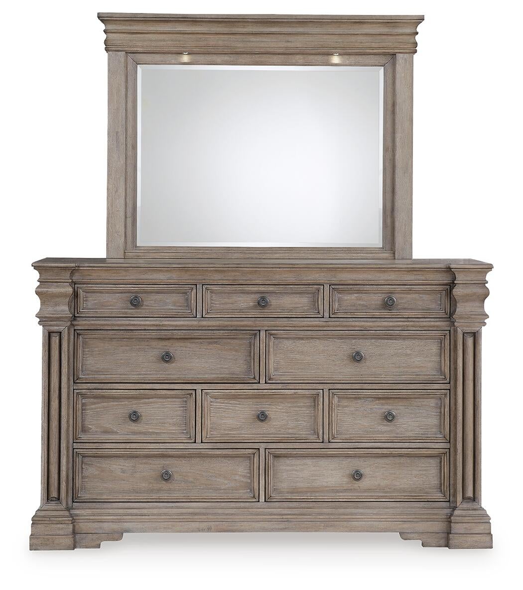 Blairhurst California  Panel Bed With Mirrored Dresser And Nightstand