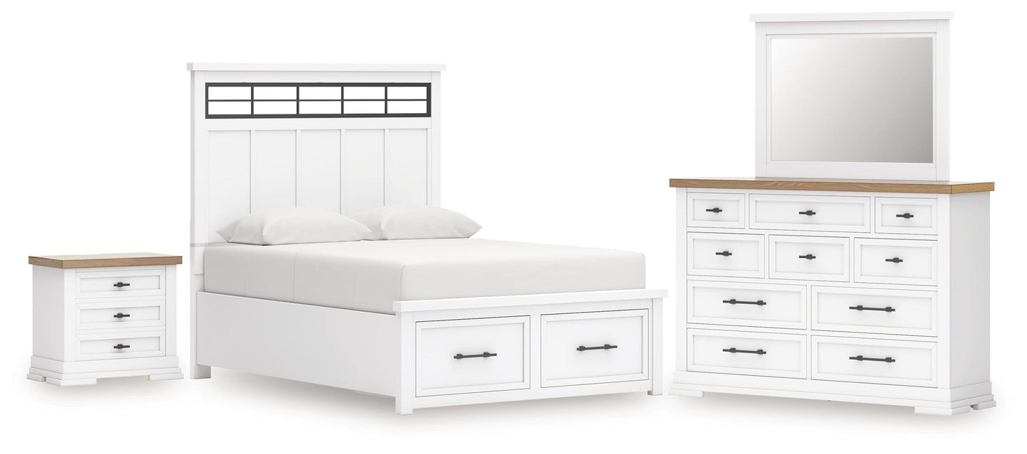 Ashbryn  Panel Storage Bed, Dresser, Mirror And Nightstand
