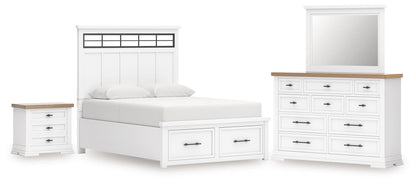 Ashbryn  Panel Storage Bed, Dresser, Mirror And Nightstand