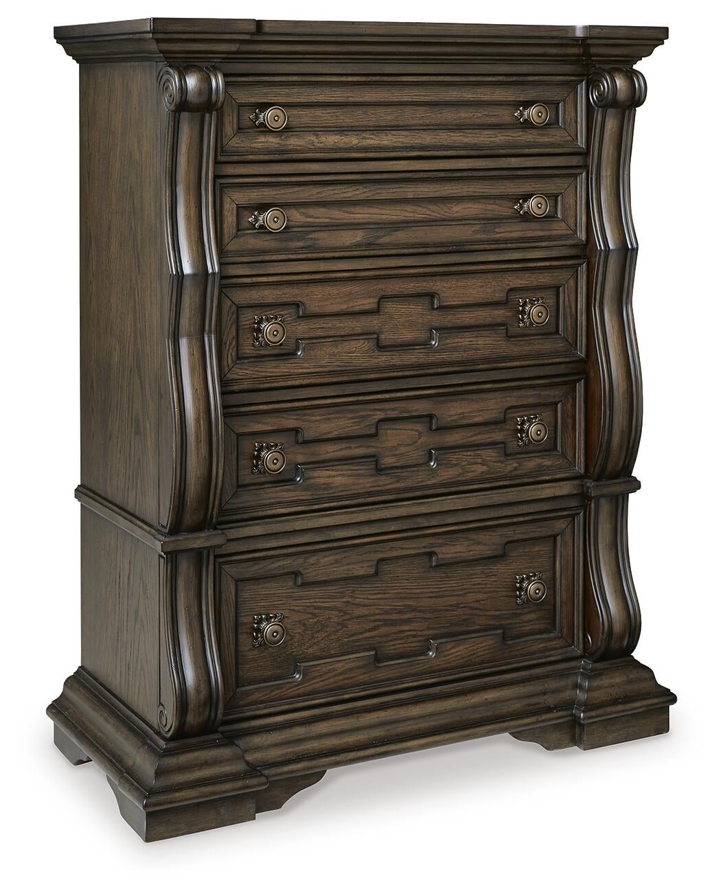 Maylee  Upholstered Bed, Dresser, Mirror, Chest And Nightstand