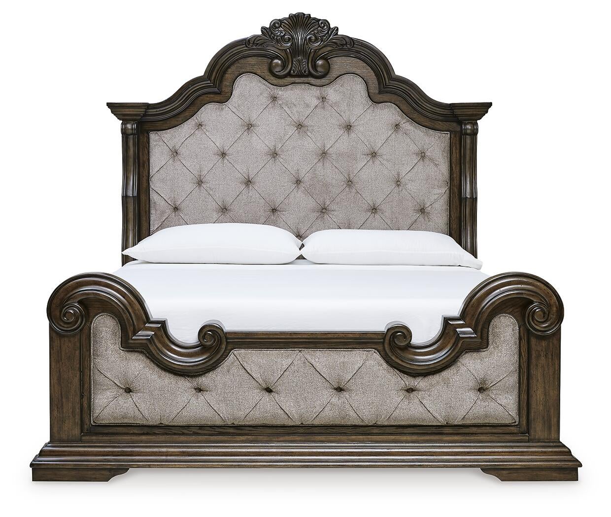 Maylee  Upholstered Bed, Dresser, Mirror, Chest And Nightstand