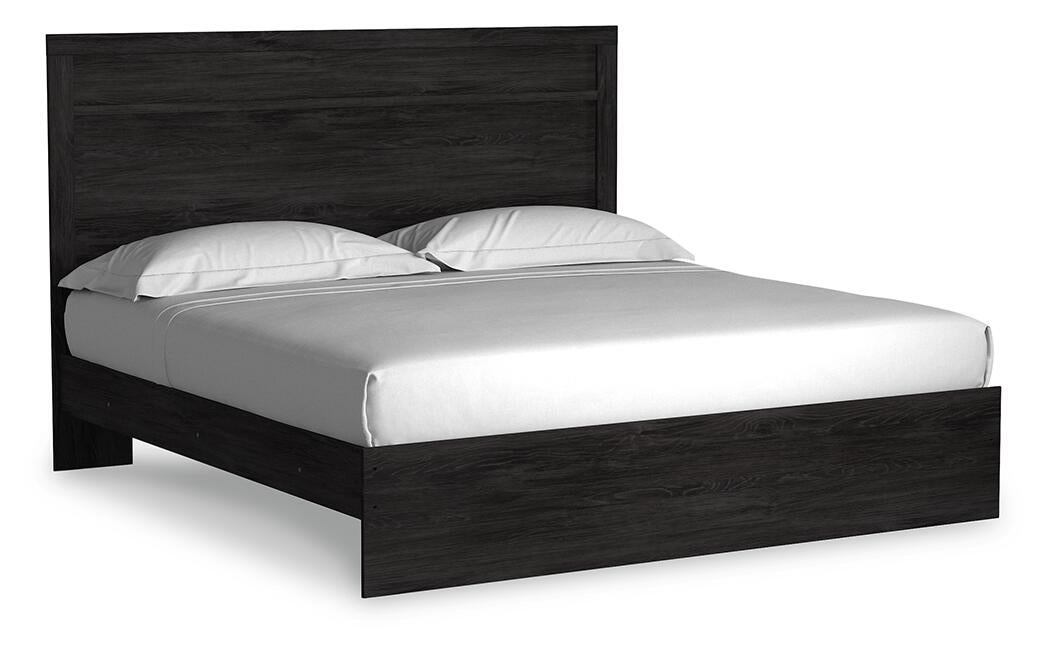 Belachime  Panel Bed With Mirrored Dresser, Chest And Nightstand