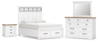 Ashbryn  Panel Storage Bed, Dresser, Mirror And Nightstand
