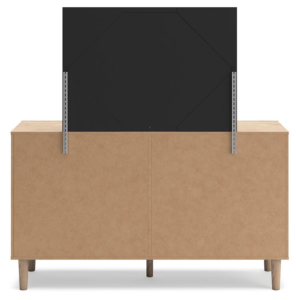 Cielden  Panel Bed With Mirrored Dresser