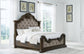 Maylee  Upholstered Bed With Mirrored Dresser And Nightstand