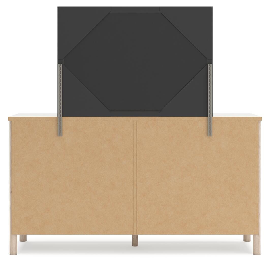 Cadmori  Upholstered Panel Bed With Mirrored Dresser