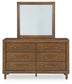 Lyncott  Upholstered Panel Bed, Dresser, Mirror, Chest And Nightstand