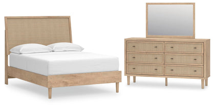 Cielden  Panel Bed With Mirrored Dresser